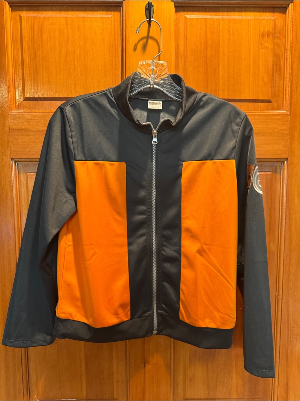 Naruto Shippuden Uzumaki Cosplay Track Jacket Youth Kids Size XL Black Orange